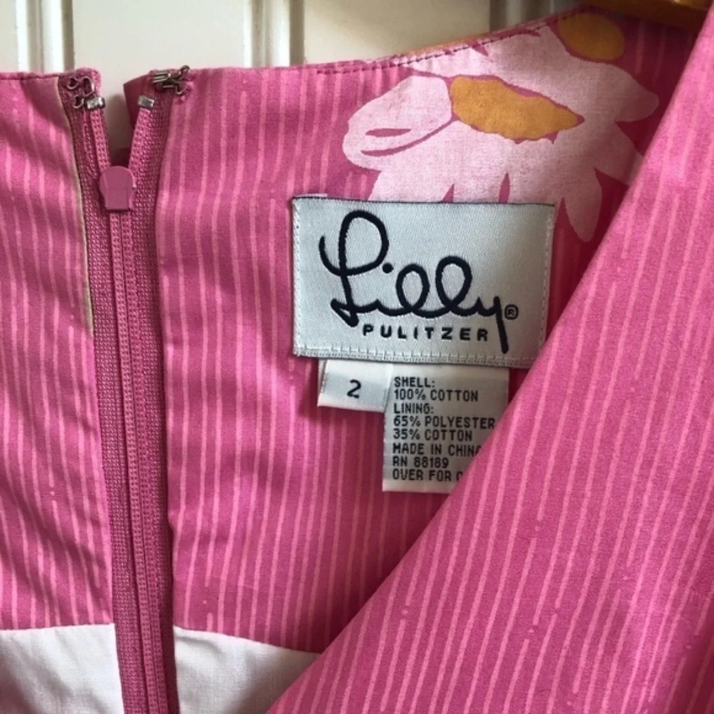 Lilly Pulitzer Pink Daisy Print Dress | Size 2 - Picture 5 of 5